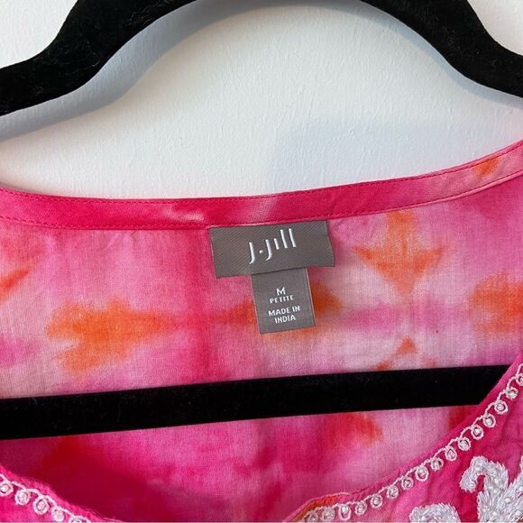 J. Jill tie dye embroidered tunic blouse bohemian - Picture 2 of 7
